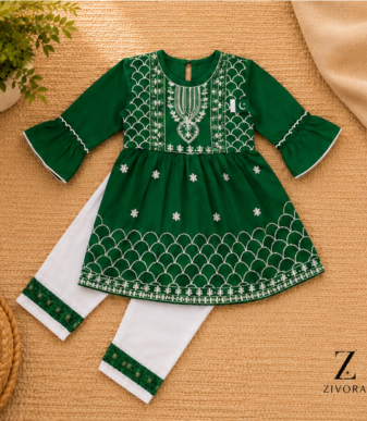 Zivora Emerald Heritage Frock Set